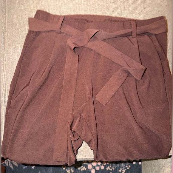 Torrid Pull-On Cuffed Crepe Trousers with Belt in Brown - Picture 3 of 4